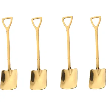 Příbor Lžičky ve tvaru lopaty 4 ks zlatá