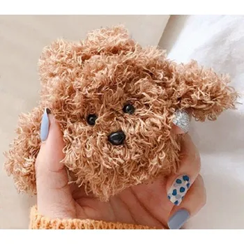 Příslušenství pro sluchátka Plyšový obal na pouzdro na Apple Airpods K2167 hnědá 2