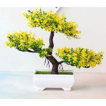 umělá květina Umělá bonsaj v květináči žlutá