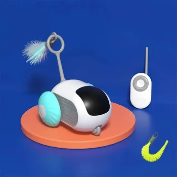 Hračka pro kočku Interaktivní autíčko pro kočky a psy na dálkové ovládání 2 režimy s automatickým pohybem Očko na hračky Cvičební lovecká hračka modrá