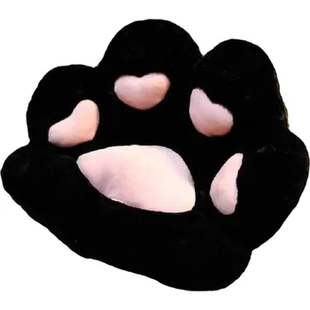 Dekorativní polštářek Plyšový podsedák tlapka 70 cm černá