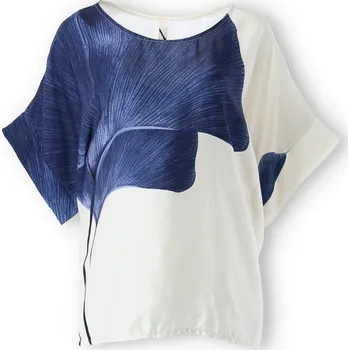 Dámská halenka Halenka oversize vzor KVĚT 50118 barva: modrá tmavá