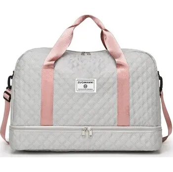 Sportovní taška Velkokapacitní nylonová cestovní taška 49 x 25 x 32 cm Sportovní taška přes rameno Taška do posilovny Víkendová taška na cesty i trénink šedá