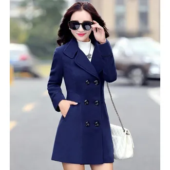 Dámský kabát Elegantní dámský kabát J899 tmavě modrá XL