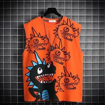 Pánské tílko Pánské tílko s dinosaury oranžová S