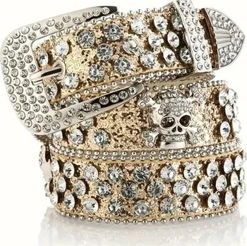 Opasek Dámský rockový pásek zlatý 110 cm