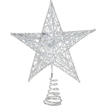 Vánoční dekorace Vánoční hvězda 17,5 x 15 cm stříbrná