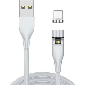 Datový kabel Magnetický USB kabel s rotačním konektorem K660 bílá 1 m 2