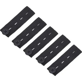 Čepice Sada 5 prodlužovačů pasu na knoflík 8 x 2,5 cm Elastický knoflíkový rozšiřovač Kalhoty Džíny Těhotenství Polyester Guma Oblečení černá