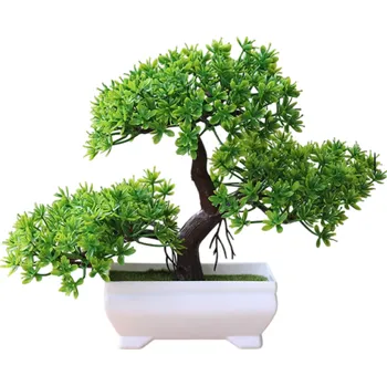 umělá květina Barevné umělé stromky v květináči 1 ks Dekorativní falešná rostlina Simulace malého stromu Stolní ozdoba Domácí hotelová výzdoba zelená