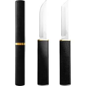 2-v-1 dvojitý nerezový krájecí kempingový nůž 19,5 cm Multifunkční skládací nůž na ven, outdoorové vybavení Turistický nůž černá