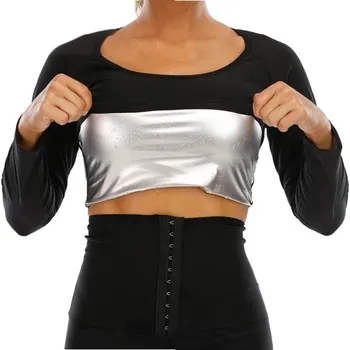 Dámské tričko Dámské černé termo tričko s dlouhým rukávem Fitness tričko se sauna efektem Tvarovací tričko na spalování tuků Kompresní sportovní triko S