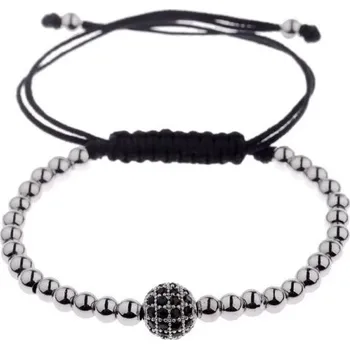 Náramek Korálkový náramek s kuličkou stříbrná