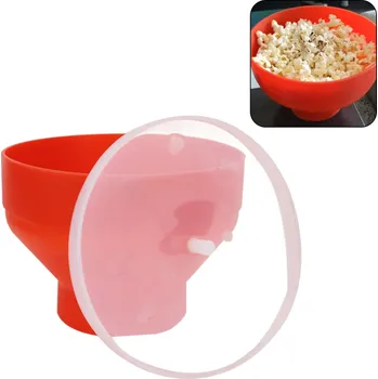 Skládací silikonová miska na popcorn 14,5 x 20,5 cm Víko proti praskání Zdravá příprava popcornu Mikrovlnná trouba Úspora místa Kuchyně