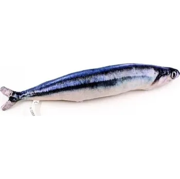 Hračka pro kočku Plyšová hračka pro kočky Ryba Saury 20 cm Kousací hračka pro kočky Interaktivní škrabadlo a kousátko Měkký plyš pro kočky