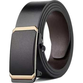 Opasek Černý pánský opasek z pravé kůže 3,8 cm Automatická kovová spona Elegantní kožený pásek bez děr Klasický módní doplněk Dárek pro muže černá 110 cm