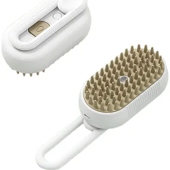 Kosmetika pro psa Parní kartáč pro domácí mazlíčky Parní hřeben pro kočky a psy Parní masážní kartáč 19,5 x 6,5 cm bílá