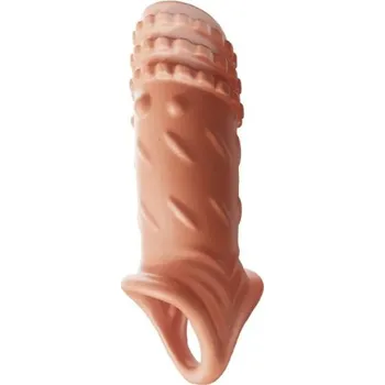 Vibrátor Návlek na penis se třemi řadami výstupků a šrafováním se škrtícím kroužkem pro prodloužení, pevnější erekci a stimulaci Diskrétní balení tělová