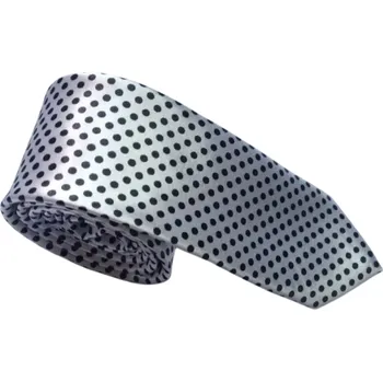 Kravata Černobílá puntíková kravata 145 x 5 cm Elegantní pánská kravata s puntíkovým vzorem Stylový doplněk na svatby, večírky, plesy i pracovní schůzky