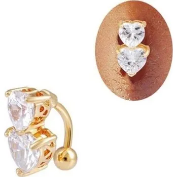 Piercing Piercing do pupíku s dvojitým srdíčkem čirá