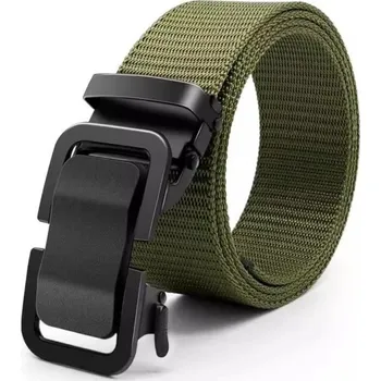 Opasek Pánský nylonový opasek 120 x 3,5 cm Pevný nastavitelný pásek s automatickou kovovou přezkou Outdoor sportovní styl Lehký pro každodenní nošení zelená