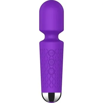 Vibrátor Silikonová vibrační Magic wand s 8 rychlostmi a 10 druhy vibrace, USB nabíjení, vodotěsná, diskrétní balení fialová