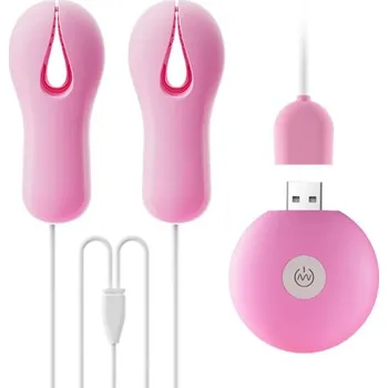 Vibrátor Silikonové vibrační klipsny na bradavky s dálkovým ovládáním ve tvaru kolíčků 10 vibračních režimů voděodolné diskrétní balení růžová