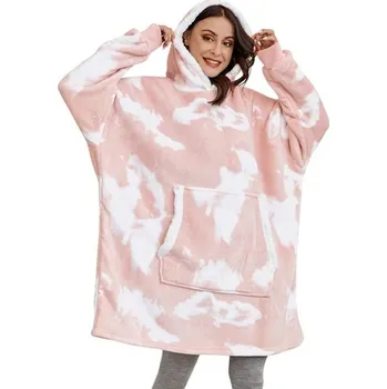 Pánská mikina Oversize mikinová deka s rukávy P3996 růžová