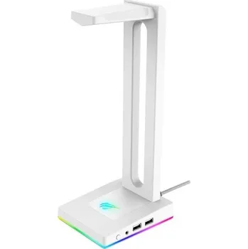 Příslušenství pro sluchátka Stojan na sluchátka s USB porty bílá