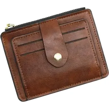 Peněženka Pánská peněženka 12 x 9,5 cm PU kůže Neutrální barvy Přihrádky na karty na patent Kapsička na zip na mince Stylová a praktická peněženka pro muže hnědá