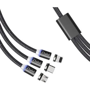 Datový kabel Magnetický USB kabel 3v1 černá