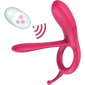 Vibrátor Růžový vibrační škrticí kroužek se 3 stimulačními zónami, dálkové ovládání, silikon, víc než 10 vibračních režimů, Diskrétní balení