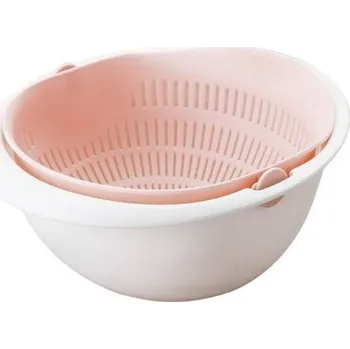 Miska s otočným cedníkem růžová