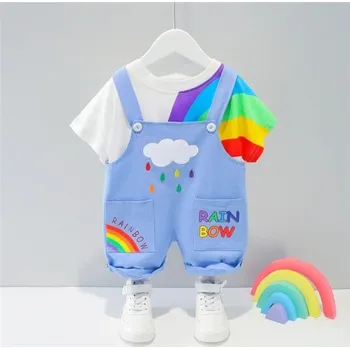 Chlapecké tričko a kalhoty s duhou L1718 modrá 4