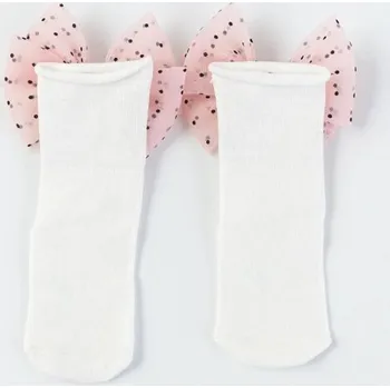 Dívčí ponožky s mašlí A779 růžová 1-3 roky
