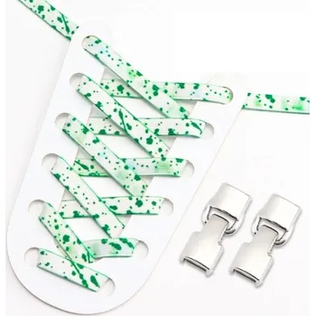 Tkaničky do bot Elastické tkaničky do bot bez zavazování 100 cm Polyesterové tkaničky s kovovým zámkem Rychlé obouvání pro sportovní a každodenní obuv bílo-zelená