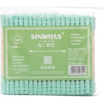 Vatová tyčinka Vatové tyčinky Dvouhlavé uchošťoury Jednorázové vatové tampony 100 ks V210 zelená