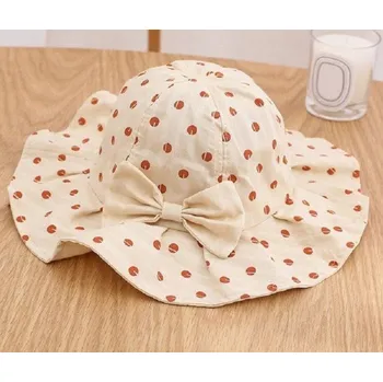 Klobouk Dívčí letní klobouk s mašlí béžova