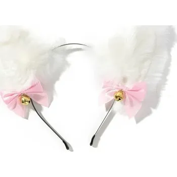 Karnevalová maska Čelenka s kočičími oušky V167 bílá