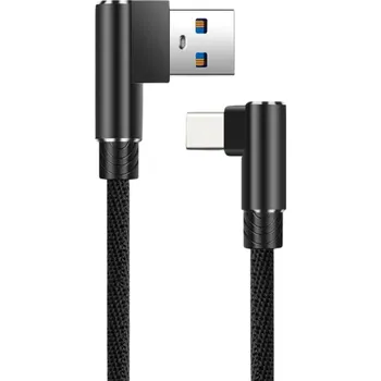 Datový kabel 90stupňový rychlonabíjecí USB C a USB A kabel 75 cm 40W 5A datový kabel pro stabilní přenos a nabíjení pravý úhel černá