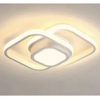 LED stropní svítidlo se 3 barvami světla 32 W Moderní stmívatelný lustr ve tvaru dvou čtverců Minimalistický lustr s přepínáním teploty barvy 27 x 22 x 6 cm bílá