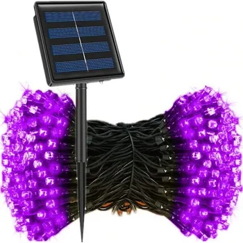 Noční světlo Venkovní LED řetěz 8m/30 diod se solárním panelem fialová