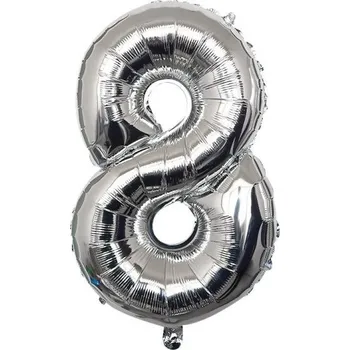 Balónek Narozeninový stříbrný balónek s číslem 80 cm 8