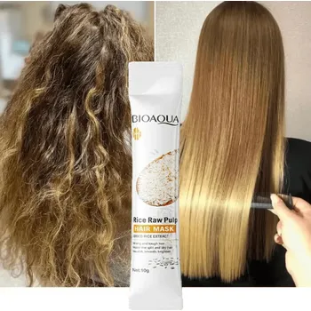 Vlasová regenerace Keratinová maska na vlasy 10 g s rýžovou vodou Výživa a obnova poškozených vlasů Regenerace vlasové struktury Lesk Hebkost Snadné rozčesávání