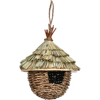 Krmítko pro ptáka Tkaná ptačí budka Závěsná ptačí budka z borového dřeva 22 x 17 cm