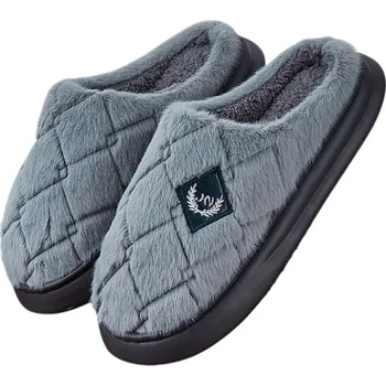Pánské pantofle Pánské domácí chlupaté pantofle s paměťovou pěnou Hřejivé bačkory s měkkou stélkou Protiskluzová podrážka Pohodlná zimní obuv na doma modrá 48-49