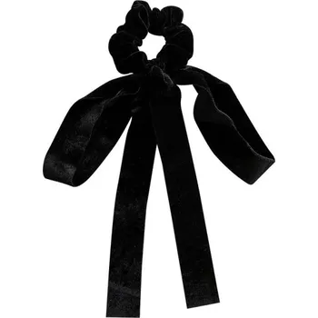 Scrunchie gumička do vlasů s mašlí černá Sametová vlasová gumička Elegantní doplněk Stylová mašlička Módní ozdoba do vlasů Šetrná k vlasům