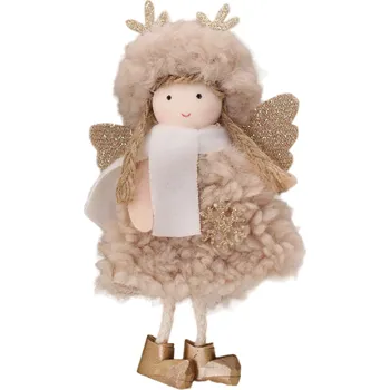 Vánoční dekorace Vánoční dekorace anděl 13,5 x 9 cm hnědá