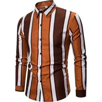 Pánská košile Pánská pruhovaná košile F748 kávová XXS