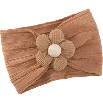 Čepice Elastická čelenka pro novorozené s květinou Roztomilý doplněk do vlasů Pro miminka Jemná a pohodlná Novorozenecká čelenka pro dívky hnědá